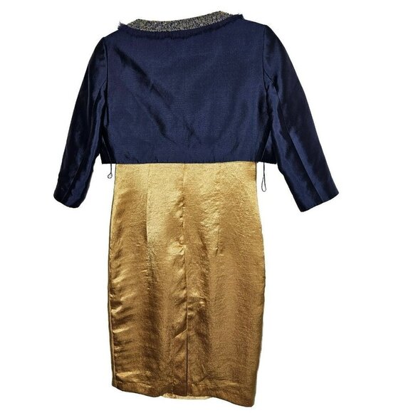 Adriana Papell Occasions Cocktail Evening Wedding Party Silk Dress Shrug Sz 6 - Picture 2 of 16